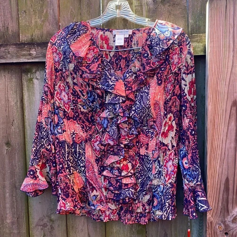 Coldwater Creek sheer Ruffle top sz. M